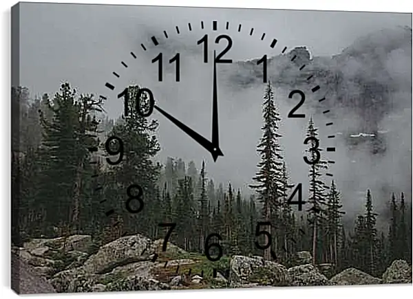 Часы картина - Горы в тумане