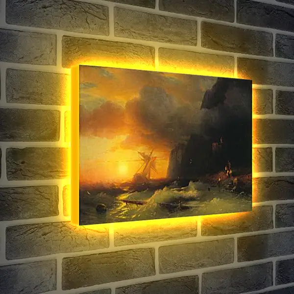 Лайтбокс световая панель - Кораблекрушение у горы Афон. Иван Айвазовский