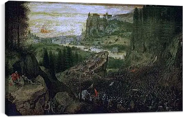 Постер на подрамнике - Самоубийство Саула. Брейгель Питер Старший