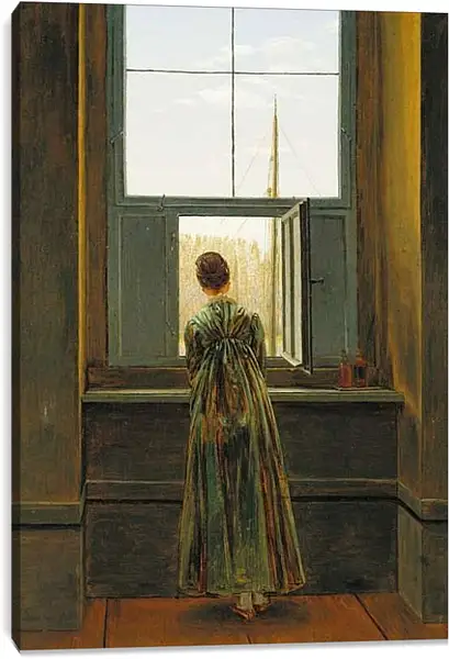 Постер на подрамнике - Woman at a Window. Каспар Давид Фридрих