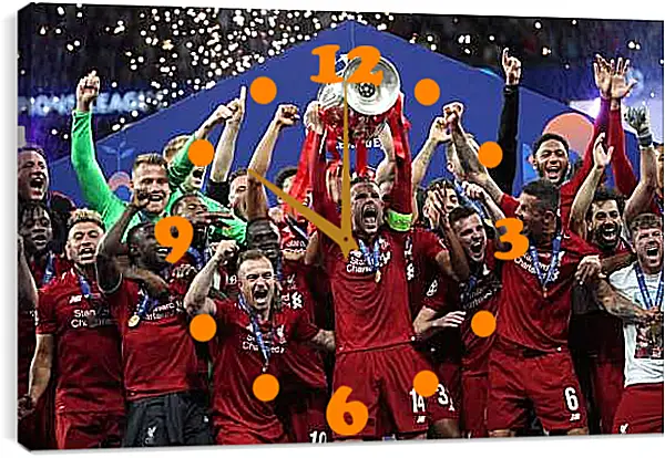Часы картина - Победа в Лиге Чемпионов. Ливерпуль. Liverpool