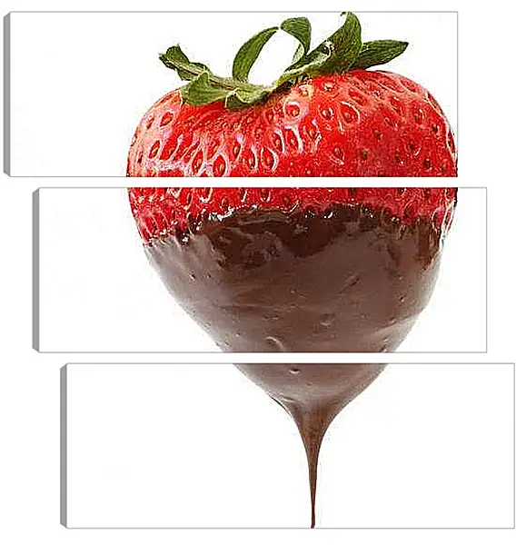 Модульная картина - Клубника наполовину в шоколаде. Сладкое искушение.