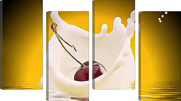 Модульная картина - Вишня. Вишнёвый всплеск.