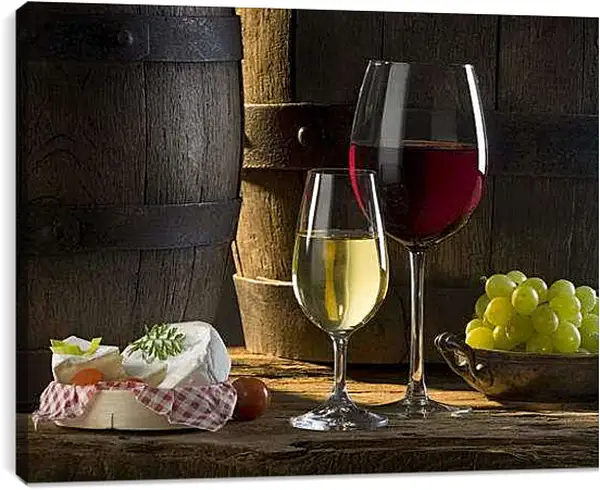 Постер на подрамнике - Красное и десертное вина. Винная Гармония.