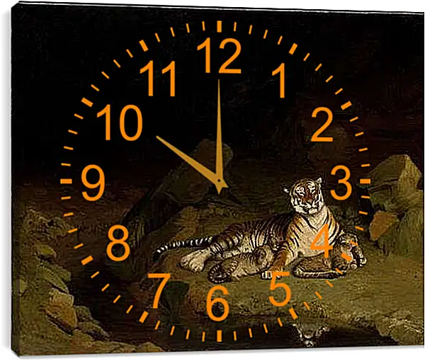 Часы картина - Tiger and Cubs - Тигр и детеныши. Жан-Леон Жером