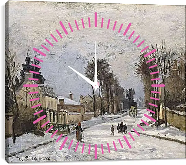 Часы картина - Дорога в Версаль в Лувесьенне. Камиль Писсарро