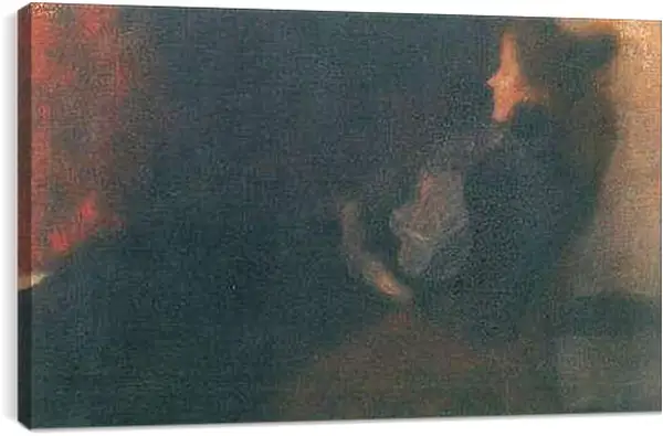 Постер на подрамнике - Dame am Kamin. Густав Климт