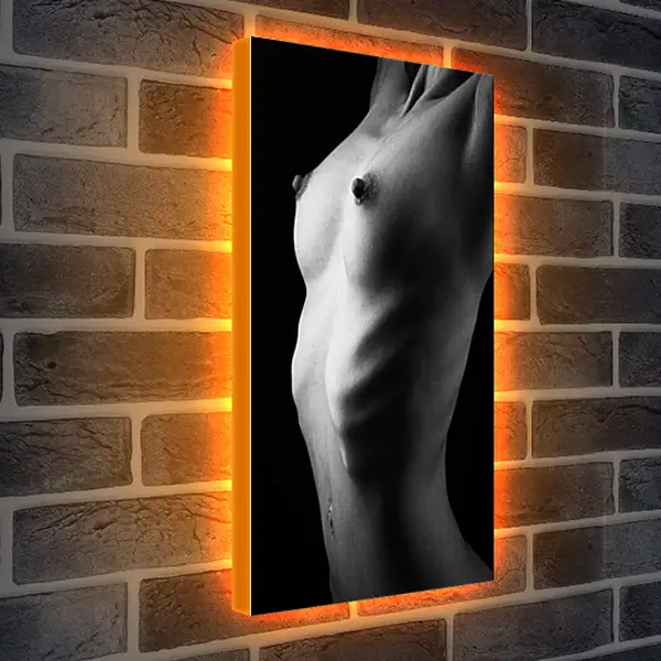 Лайтбокс световая панель - Девушка в чулках, позирует перед камерой в студии