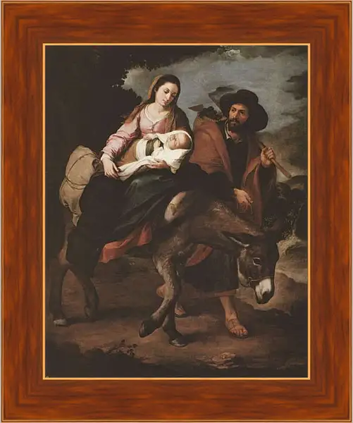Картина в раме - Бегство в Египет. Бартоломе Эстебан Мурильо
