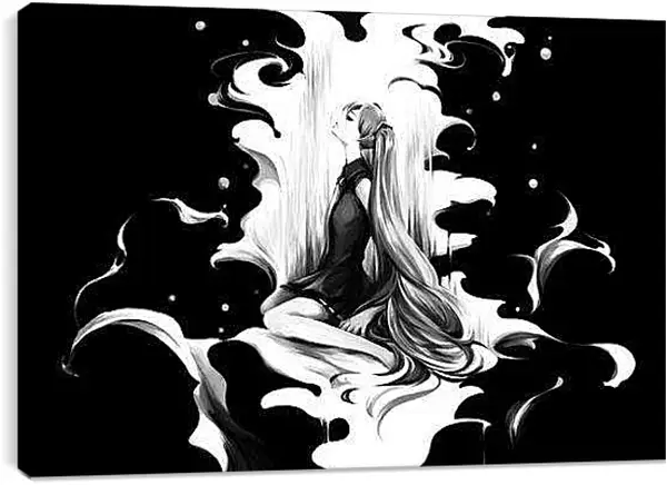 Постер на подрамнике - Девушка чёрно-белая