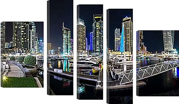 Модульная картина - Яхты на фоне небоскрёбов. Дубай