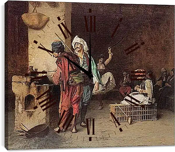 Часы картина - Cafe House, Cairo - Casting Bullets. Жан-Леон Жером