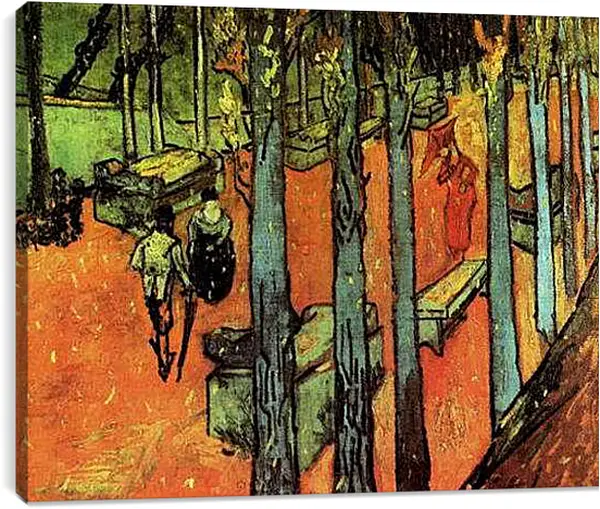 Постер на подрамнике - Les Alyscamps Falling Autumn Leaves. Винсент Ван Гог