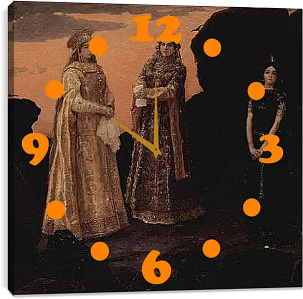 Часы картина - Три царевны подземного царств. Виктор Васнецов