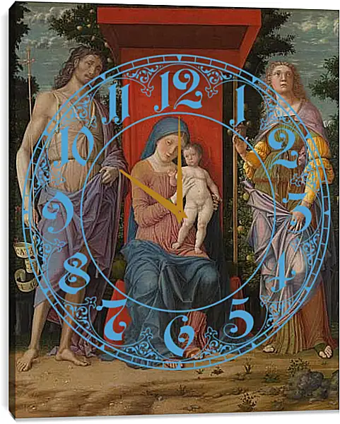 Часы картина - Мадонна с Младенцем, Иоанном Крестителем и Марией Магдалиной. Андреа Мантенья