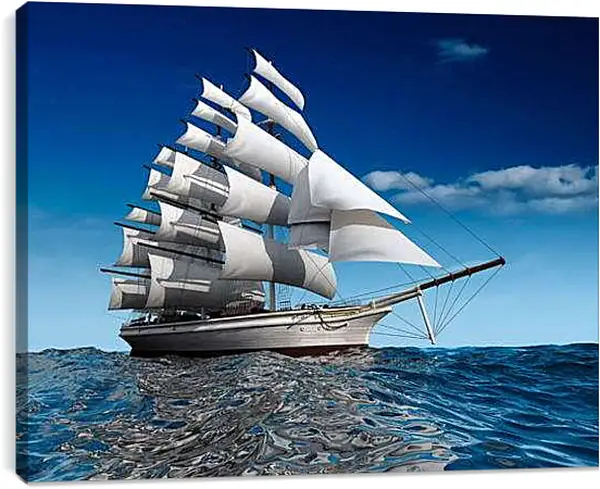 Постер на подрамнике - Парусник в море