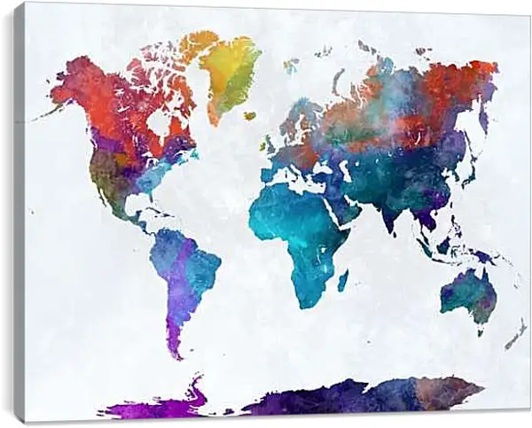 Постер на подрамнике - Карта мира, чернильная