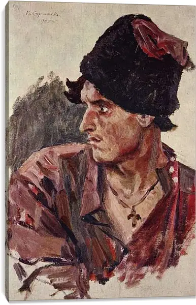 Постер на подрамнике - Голова молодого казака. Василий Суриков