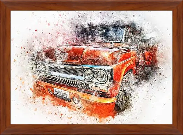 Картина в раме - Оранжевый пикап