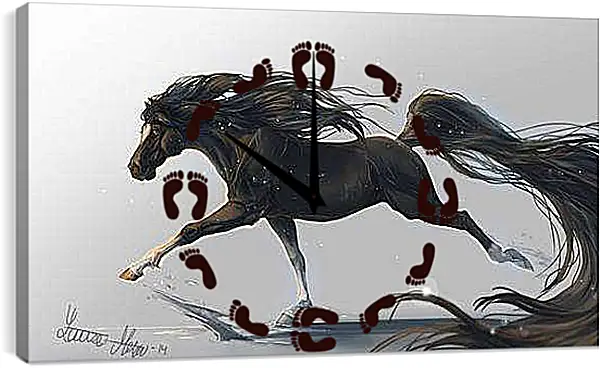 Часы картина - Конь ночь