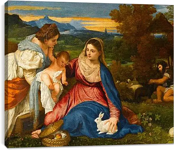 Постер на подрамнике - Мадонна с кроликом. Тициан Вечеллио