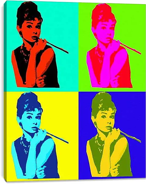 Постер на подрамнике - Одри Хепберн. Поп-арт