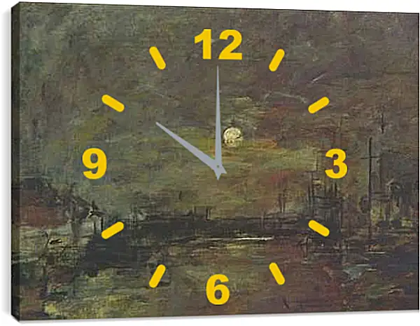 Часы картина - Abenddammerung uber dem Hafen von Le Havre. Эжен Буден