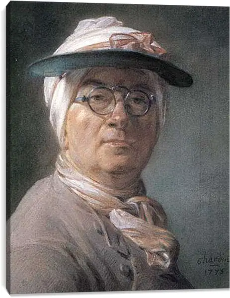 Постер на подрамнике - Self-Portrait Wearing Glasses. Жан Батист Симеон Шарден