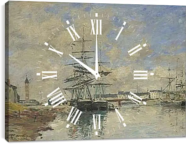 Часы картина - Deauville Harbour. Эжен Буден