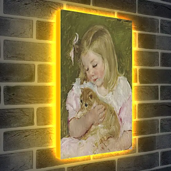 Лайтбокс световая панель - Сара, держащая кота. Кэссетт (Кассатт) Мэри Стивенсон