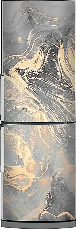 Магнитная панель на холодильник - Серо-золотая абстракция