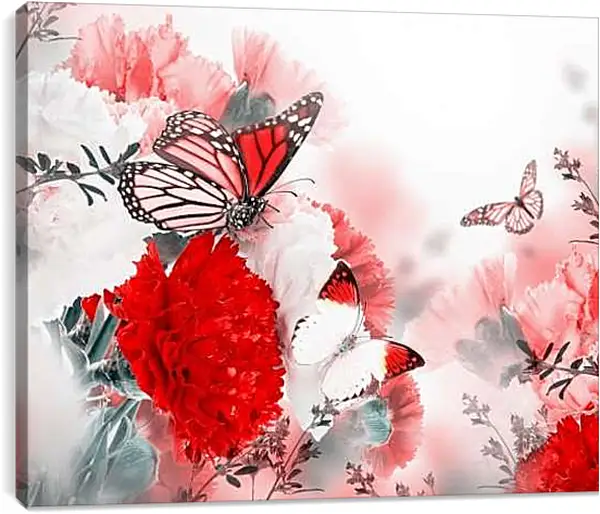 Постер на подрамнике - Яркая красная бабочка