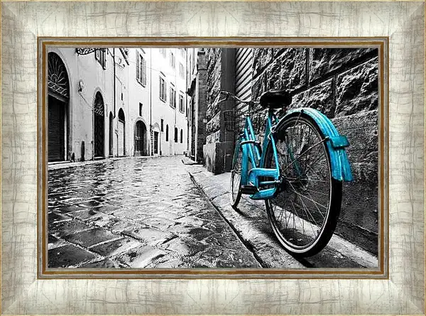 Картина в раме - Флоренция, голубой велосипед