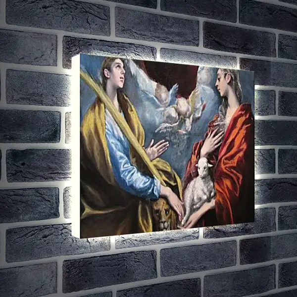 Лайтбокс световая панель - Madonna and Child With Saint Martina and Saint Agnes. Эль Греко