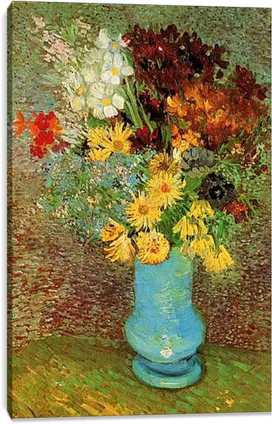 Постер на подрамнике - Vase with Daisies and Anemones. Винсент Ван Гог