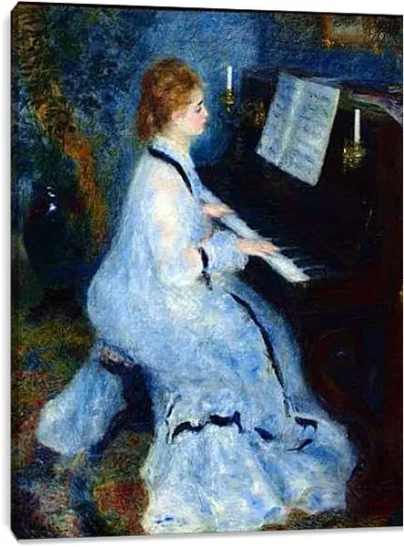 Постер на подрамнике - Young Woman at the Piano. Пьер Огюст Ренуар