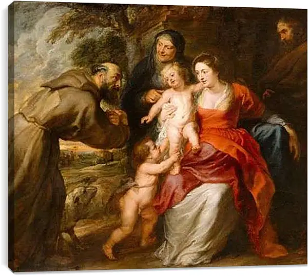 Постер на подрамнике - Святое семейство со святыми Франциском и Анной и младенцем св. Питер Пауль Рубенс