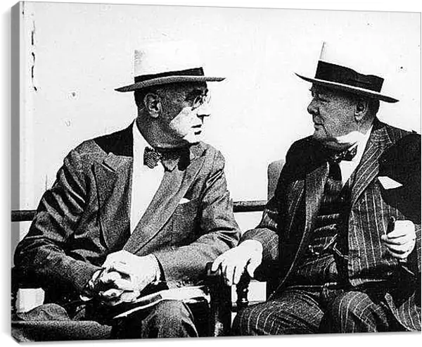 Постер на подрамнике - Франклин Делано Рузвельт и Уинстон Черчилль