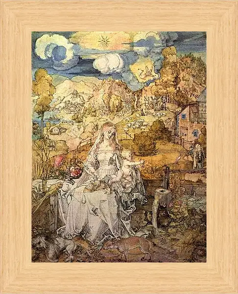 Картина в раме - Madonna with Animals. Богородица с Иисусом среди животных Альбрехт Дюрер