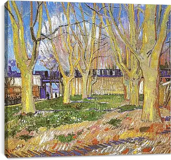Постер на подрамнике - Avenue of Plane Trees near Arles Station. Винсент Ван Гог