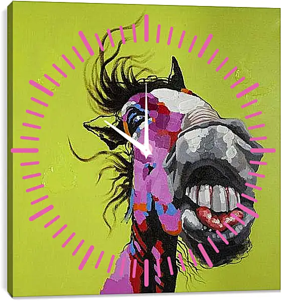 Часы картина - Лошадь. Поп-арт