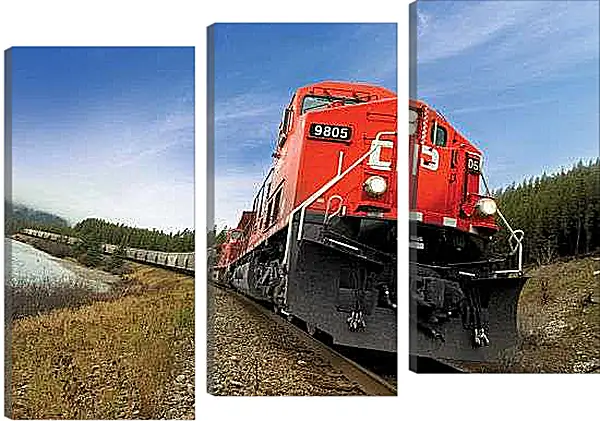 Модульная картина - Красный поезд