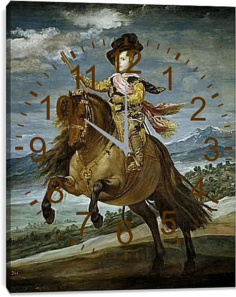 Часы картина - Prince Baltasar Carlos on Horseback. Диего Веласкес