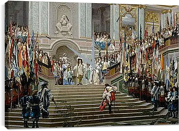 Часы картина - Прием принца Конде Людовиком XIV в Версале в 1674 году. Жан-Леон Жером