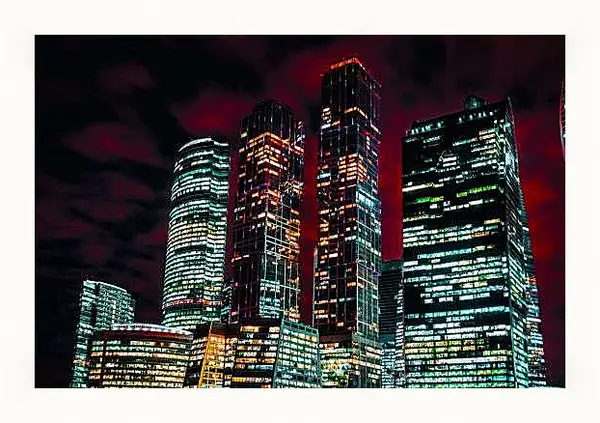 Картина в раме - Огни ночного Москва-сити