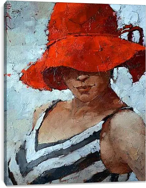 Постер на подрамнике - В полосатом платье