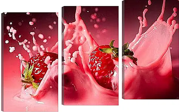 Модульная картина - Клубника. Сочная Клубника.