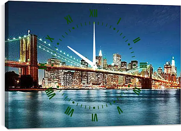 Часы картина - Бруклинский мост. Нью-Йорк. Америка.
