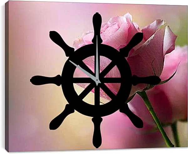 Часы картина - Розовая роза