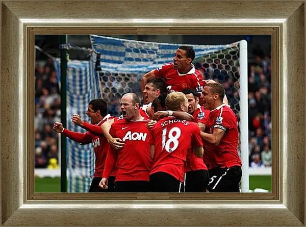 Картина в раме - Празднование гола. Манчестер Юнайтед. Manchester United